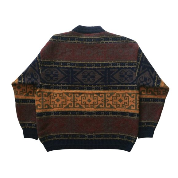 (SOLD) Vintage Millibar Italian Wool Alpaca Patterned Grandpa Sweater Size L - Picture 2 of 6